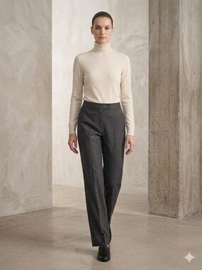 AKRIS Punto 100% Wool Straight Leg Tailored Trouser Pants in Heather Grey size 6